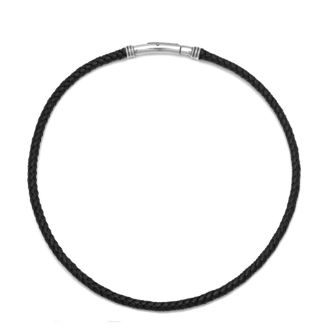 Bracciale Collana Uomo Giovanni Raspini Argento 925 Cuoio Intrecciato Barilotto 11353